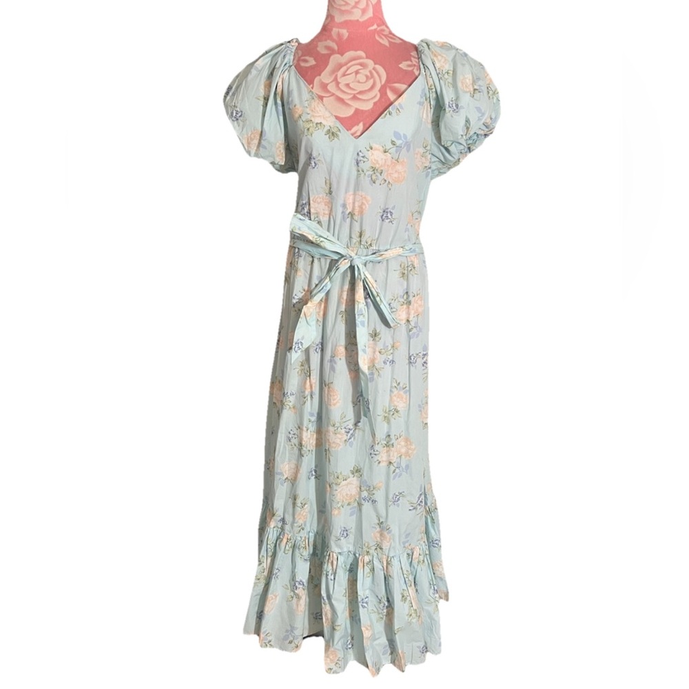 LoveShackFancy Ballon Sleeve Coquette Cottage 16 Maxi Dress Ruffle